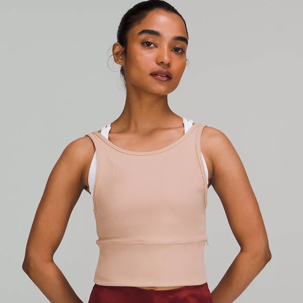 Lululemon Power Pivot Ribbed Tank Top in Pink Clay Size 4